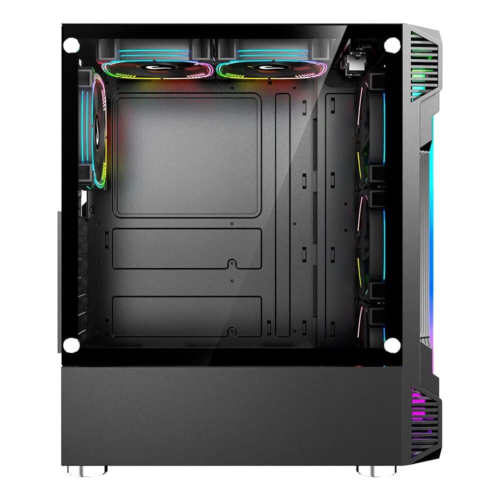 Imagem 4 de 5 do produto Gabinete Gamer Rise Mode Zeus Glass 01, Mid Tower, Led Frontal customizável, Lateral em Vidro, Sem FANs, Preto - RM-CA-ZE-01-FB