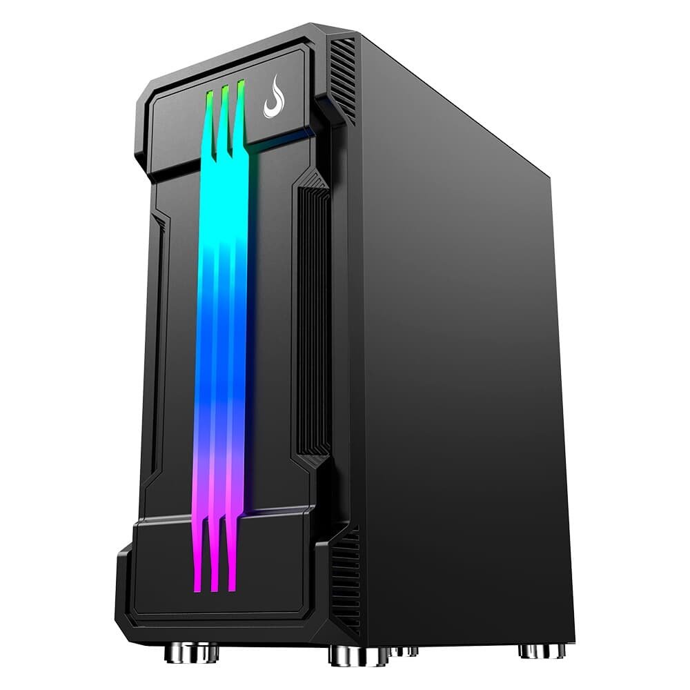Imagem 5 de 5 do produto Gabinete Gamer Rise Mode Zeus Glass 01, Mid Tower, Led Frontal customizável, Lateral em Vidro, Sem FANs, Preto - RM-CA-ZE-01-FB