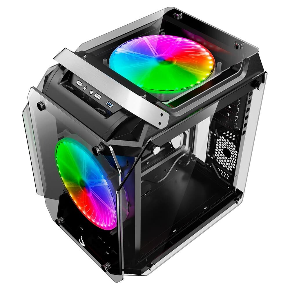 Imagem 4 de 6 do produto Gabinete Gamer Rise Mode Zeus Glass 02, Mid Tower, ARGB, Frontal e Lateral em Vidro, 2 Fans 200mm, Preto - RM-CA-ZE-02-ARGB