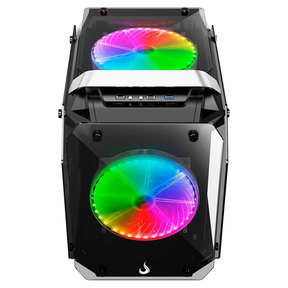 Imagem 5 de 6 do produto Gabinete Gamer Rise Mode Zeus Glass 02, Mid Tower, ARGB, Frontal e Lateral em Vidro, 2 Fans 200mm, Preto - RM-CA-ZE-02-ARGB