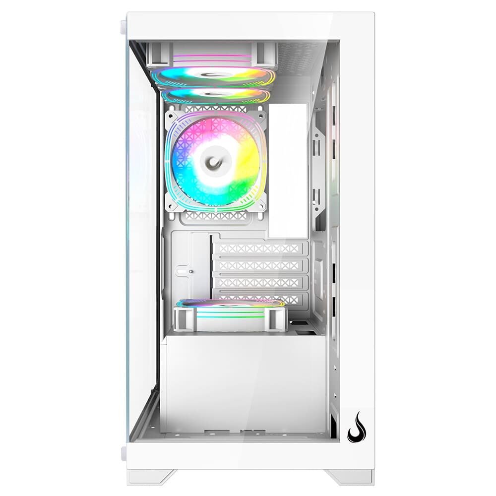 Imagem 3 de 5 do produto Gabinete Gamer Rise Mode Crystal Glass 01, Mid Tower, Lateral e Frontal em vidro, Sem FANs, Branco - RM-CA-CY-01-FW