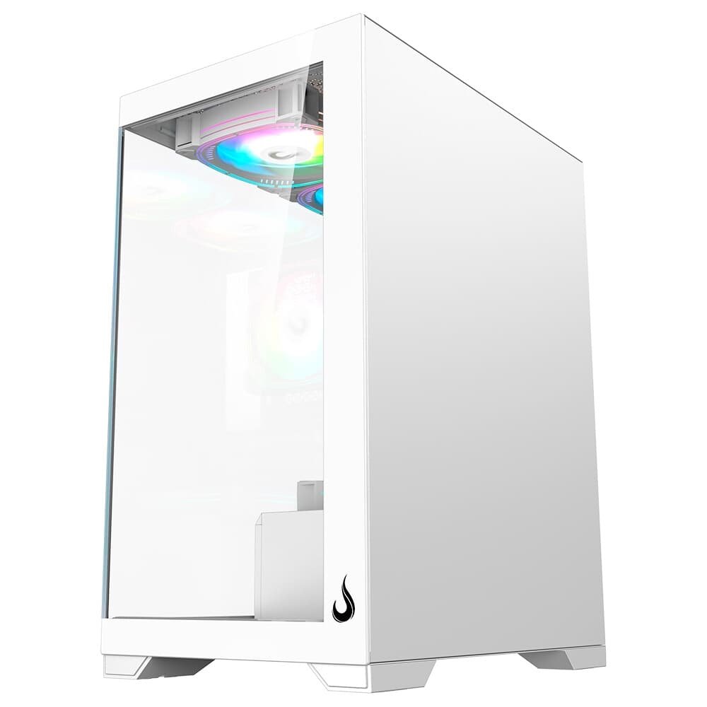 Imagem 5 de 5 do produto Gabinete Gamer Rise Mode Crystal Glass 01, Mid Tower, Lateral e Frontal em vidro, Sem FANs, Branco - RM-CA-CY-01-FW