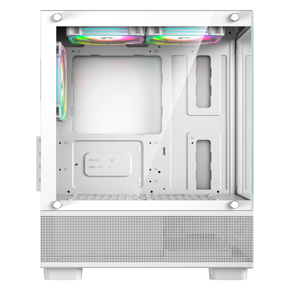 Imagem 4 de 5 do produto Gabinete Gamer Rise Mode Crystal Glass 02, Mid Tower, Lateral e Frontal em vidro, Sem FANs, Branco - RM-CA-CY-02-FW