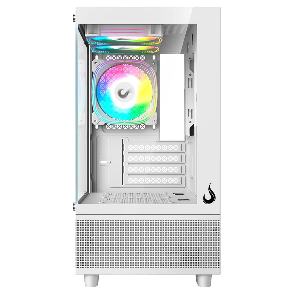 Imagem 5 de 5 do produto Gabinete Gamer Rise Mode Crystal Glass 02, Mid Tower, Lateral e Frontal em vidro, Sem FANs, Branco - RM-CA-CY-02-FW