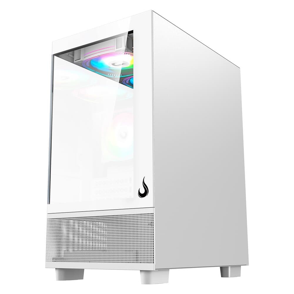 Imagem 2 de 5 do produto Gabinete Gamer Rise Mode Crystal Glass 02, Mid Tower, Lateral e Frontal em vidro, Sem FANs, Branco - RM-CA-CY-02-FW
