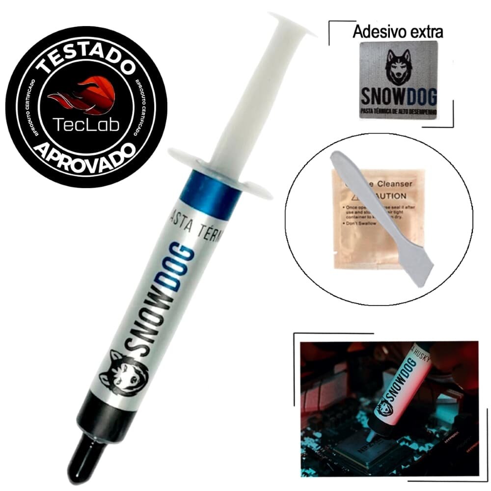 Pasta Térmica Snowdog Husky 1g 12.8w/mk Alta Performance + Adesivo 5