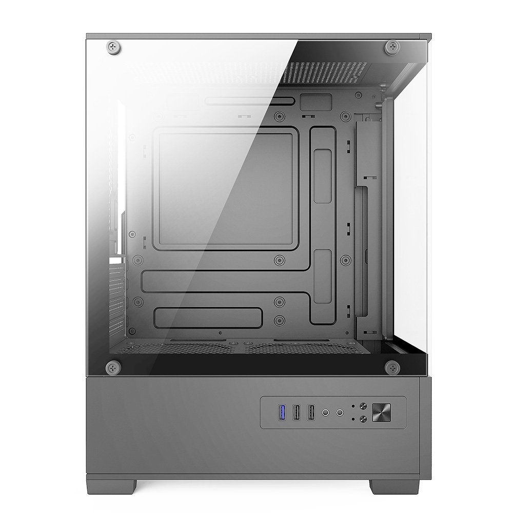 Imagem 4 de 8 do produto Gabinete Gamer Bluecase BG-055 HIT PRO, Mid tower, Micro ATX e Mini ITX, 3XFAN Rainbow, Frente e lateral em vidro, Cinza - BG-055GBX