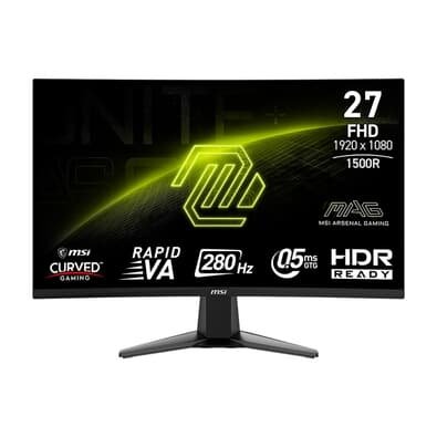 "Monitor Gamer Curvo MSI MAG 27"" FHD, 280Hz, 0.5ms, VA, Adaptive-Sync, DP e HDMI, HDR, Preto - 276CXF"