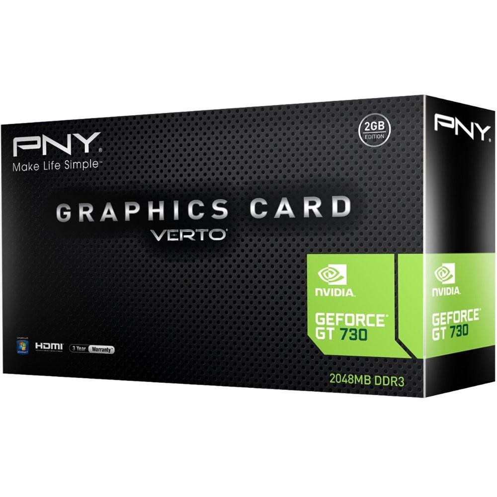 Placa de Vídeo VGA PNY GeForce GT730 2GB DDR3 128 Bits 1070MHZ DVI HDMI VGA VCGGT7302D3LXPB