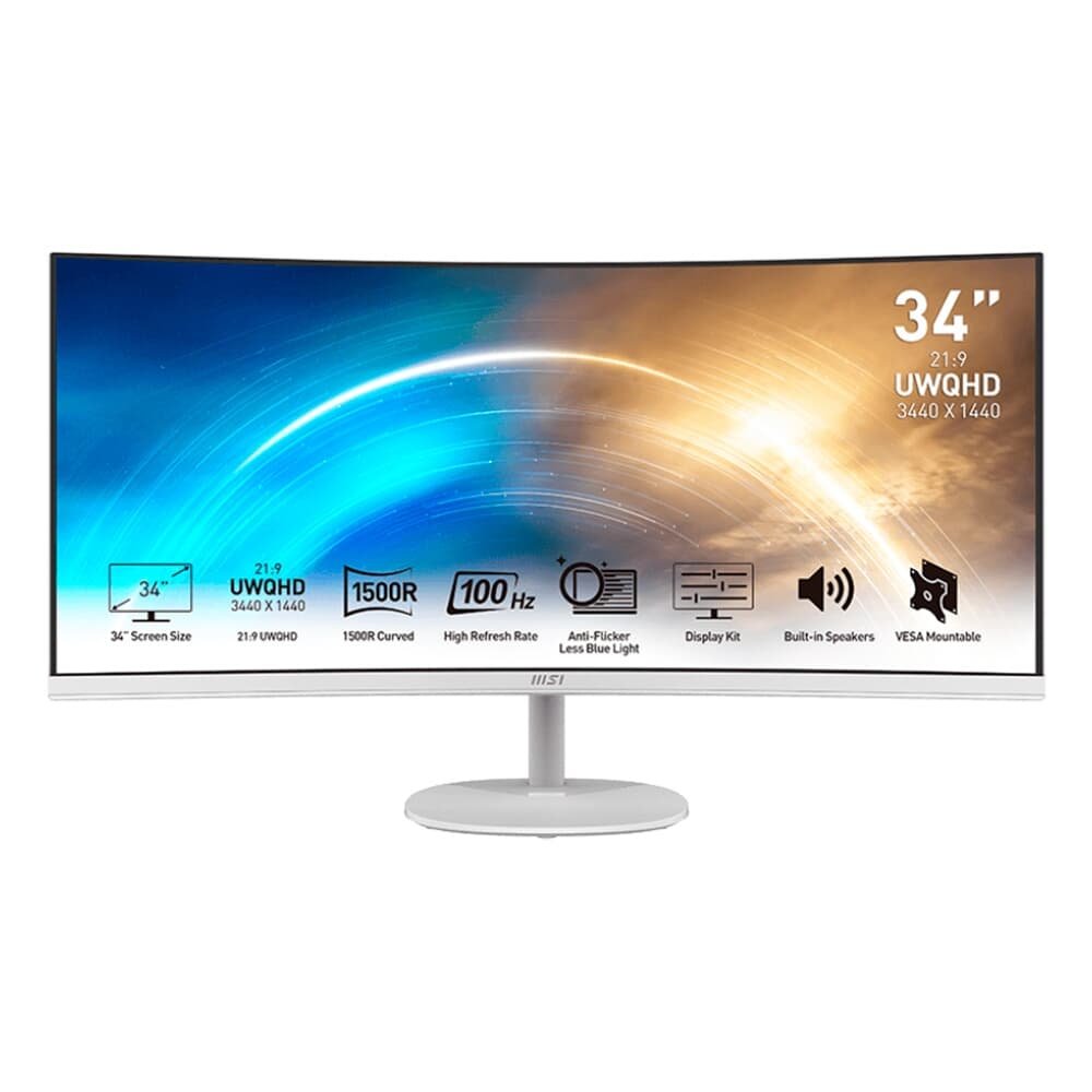『G』MSI 34 inch 曲面ウルトラワイドモニター MP341CQW MSI Pro MP341CQW, monitor de 34 polegadas, 3440 x 1440 (UWQHD), VA