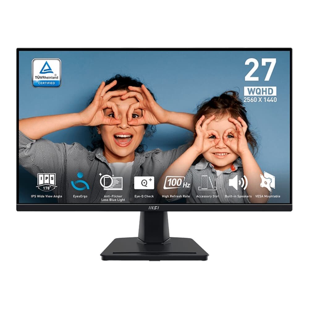 "Monitor Office MSI PRO 27"", QHD, 100Hz, 1ms, IPS, HDMI e DP, Som Integrado, Preto - MP275Q"