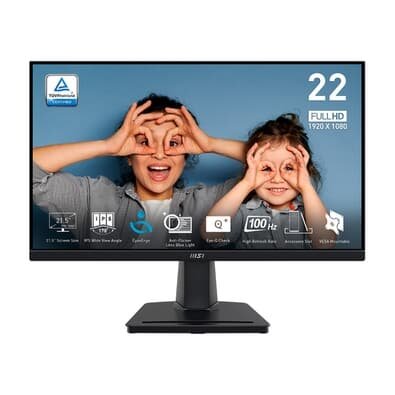 "Monitor MSI PRO 22"", FHD, 100Hz, 1ms, IPS, HDMI e VGA, Preto - MP225"