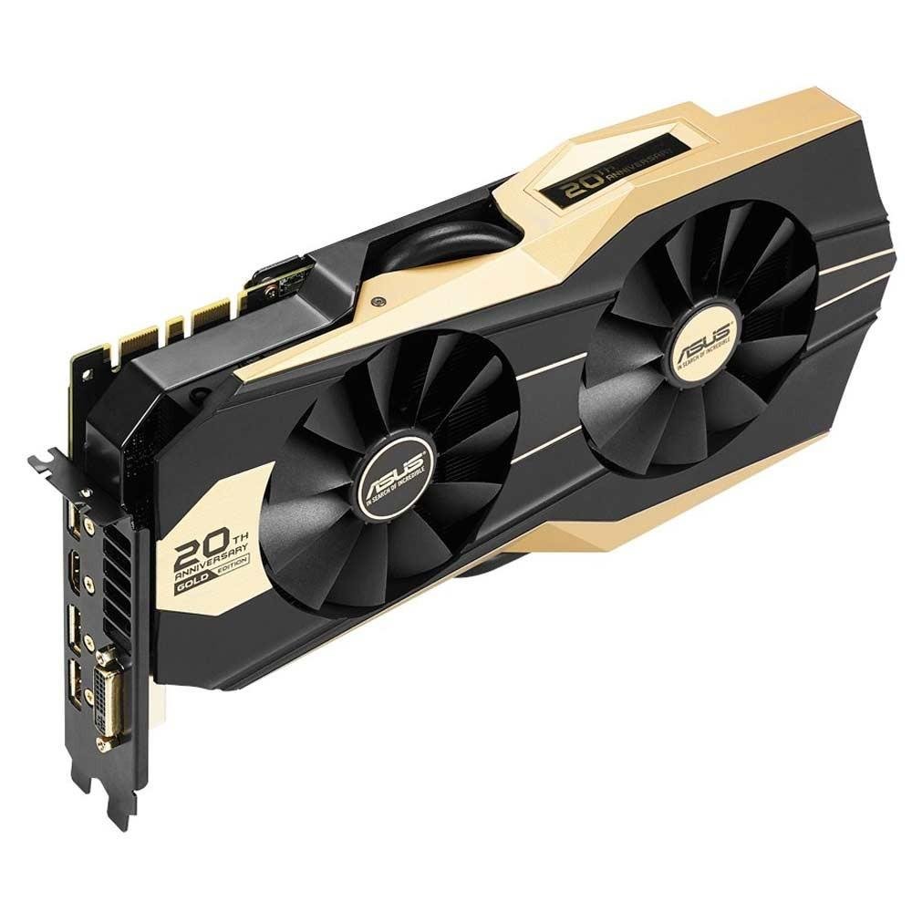 Placa de vídeo VGA ASUS GeForce GTX 980 Gold Edition 4GB GDDR5 0dB Fan 256-Bits Série Limitada PCI Express 3.0 GOLD20TH-GTX980-P-4GD5 GAMING