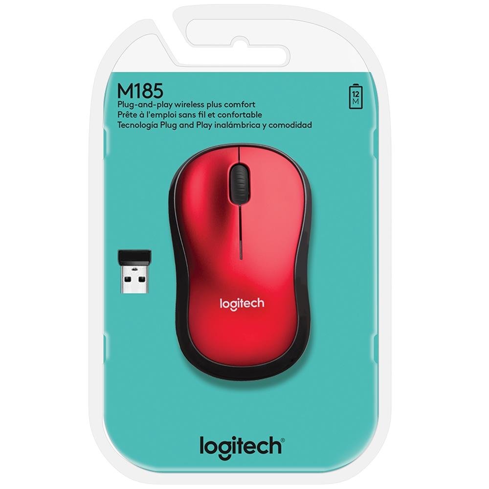 Mouse sem fio ( Balão.info) M185 com Design Ambidestro Compacto, Conexão USB e Pilha Inclusa, Vermelho - 910-( Balão.info - foto 5