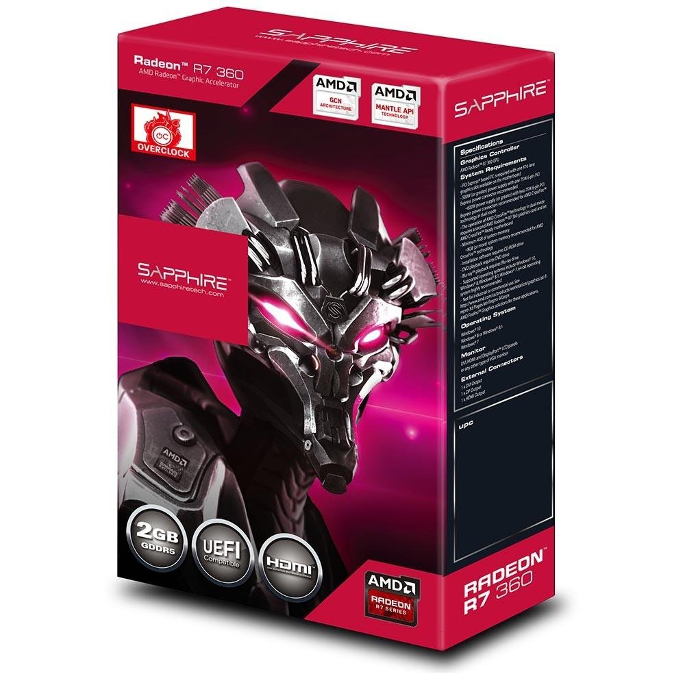 Placa de Video VGA Sapphire R7 360 2GB OC DDR5 11243-00-20G Placa de Video VGA Sapphire R7 360 2GB OC DDR5 11243-00-20G