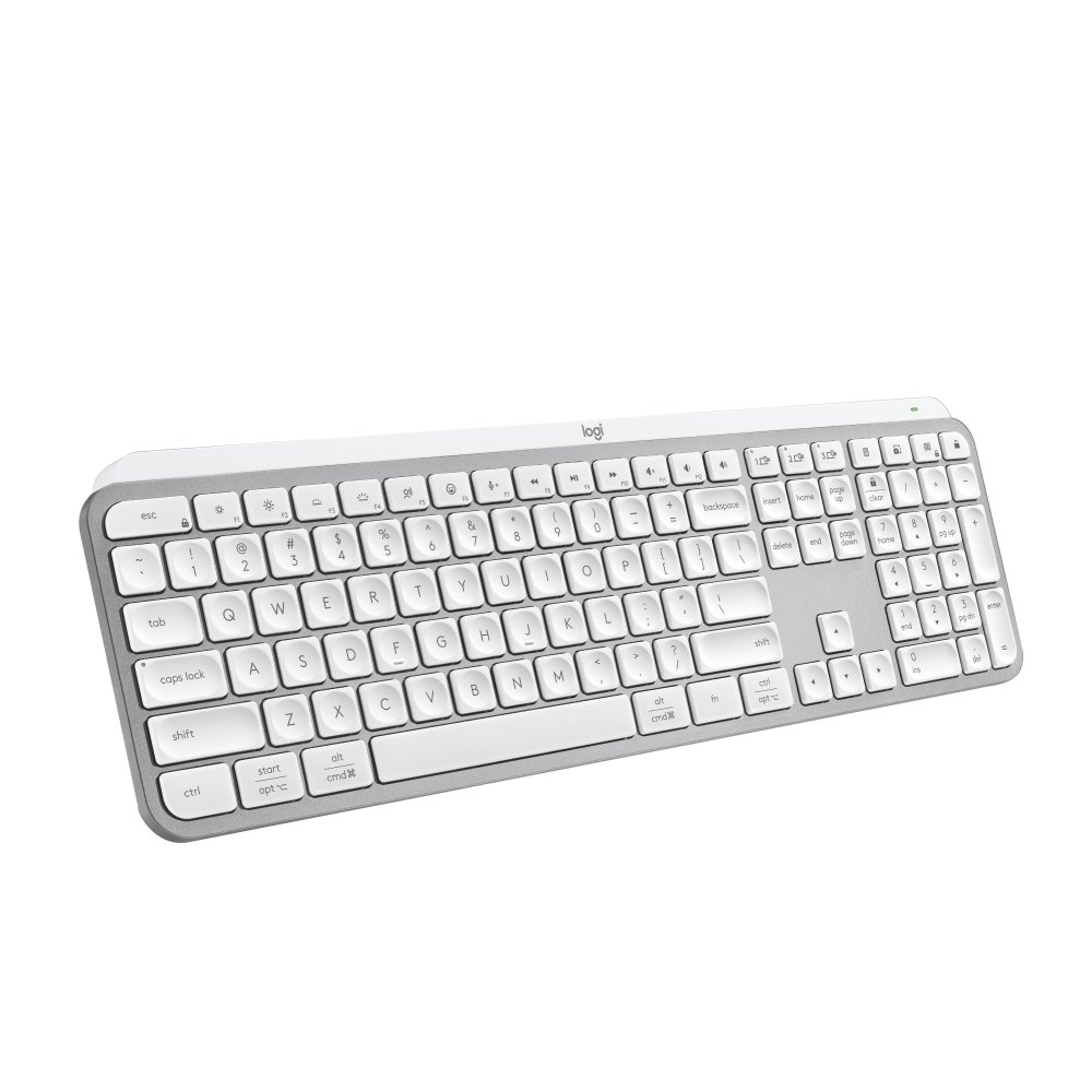 Teclado Sem Fio Logitech MX Keys S, Iluminação Inteligente, Bluetooth ou USB Tipo-C e Logi Bolt, Bateria Recarregável, Cinza - 920-011564