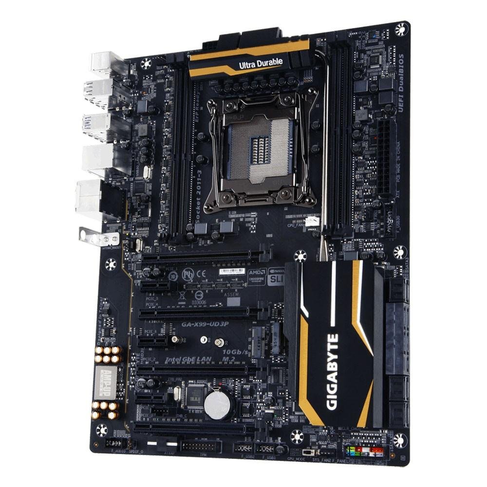 Placa-Mãe GIGABYTE p/ Intel LGA 2011-3 ATX GA-X99-UD3P, DDR4, 4 DIMMs, DDR4 2133, SLI/CFX, SATA 6Gb/s, USB 3.0 Placa-Mãe GIGABYTE p/ Intel LGA 2011-3 ATX GA-X99-UD3P, DDR4, 4 DIMMs, DDR4 2133, SLI/CFX, SATA 6Gb/s, USB 3.0