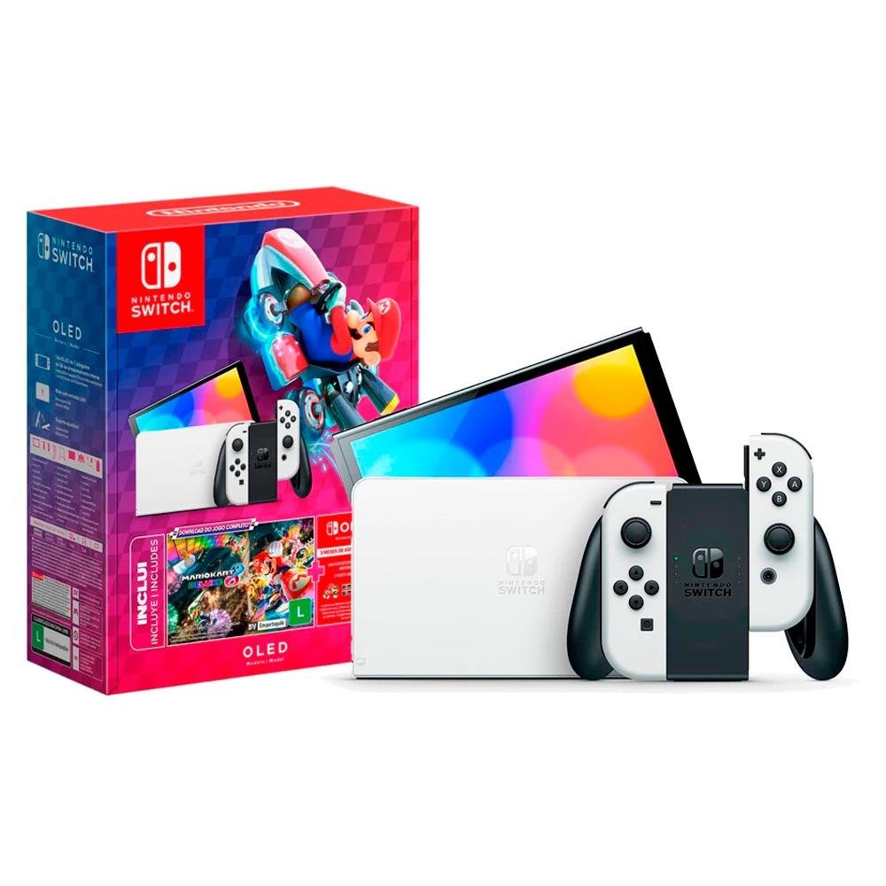 Console Nintendo Switch OLED, Branco + Mario Kart 8 Deluxe + 3 meses do Nintendo Switch On... Console Nintendo Switch OLED, Branco + Mario Kart 8 Deluxe + 3 meses do Nintendo Switch On...