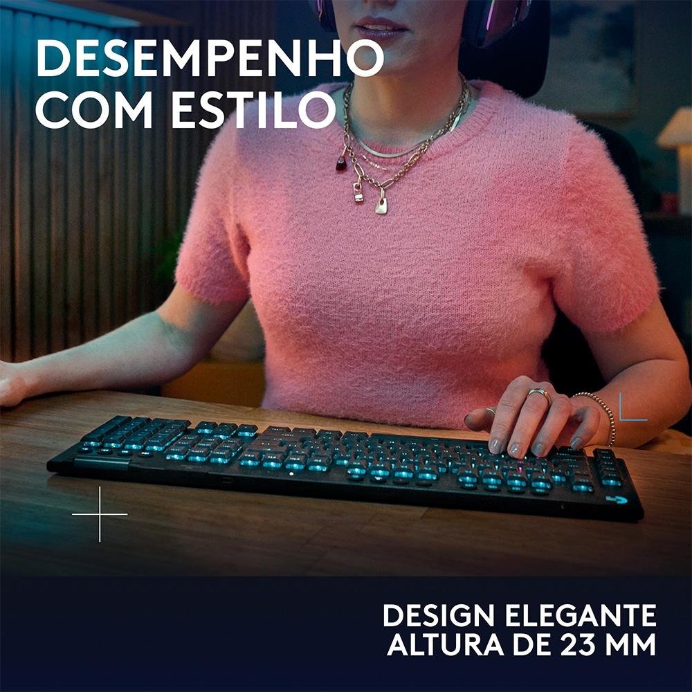 Teclado Mecânico Gamer Sem Fio ( Balão.info) G915 X ( Balão.info), RGB Lightsync, USB ou Bluetooth, Switch GL Brown Tactile, Preto- 920-( Balão.info - foto 8