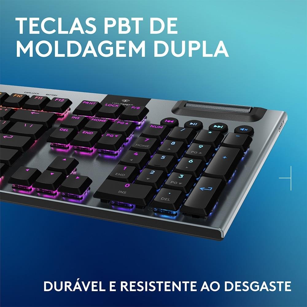 Teclado Mecânico Gamer Sem Fio ( Balão.info) G915 X ( Balão.info), RGB Lightsync, USB ou Bluetooth, Switch GL Brown Tactile, Preto- 920-( Balão.info - foto 7