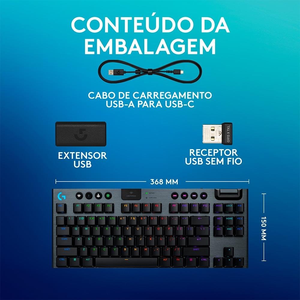 Teclado Mecânico Gamer Logitech G915 TKL | KaBuM!