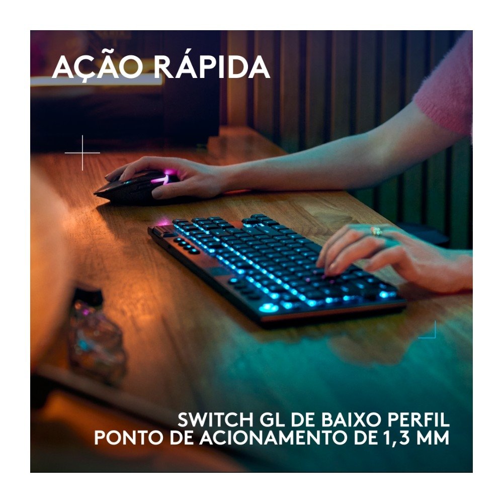 Teclado Mecânico Gamer Sem Fio ( Balão.info) G915 X ( Balão.info), Design TKL RGB Lightsync, USB ou Bluetooth e Switch GL Tactile, Preto - 920-( Balão.info - foto 3
