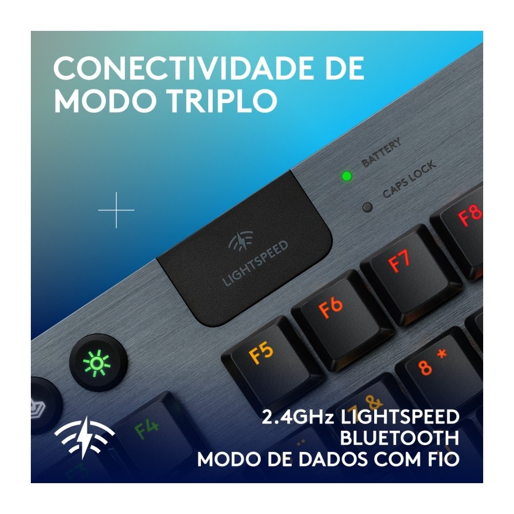 Teclado Mecânico Gamer Sem Fio ( Balão.info) G915 X ( Balão.info), Design TKL RGB Lightsync, USB ou Bluetooth e Switch GL Tactile, Preto - 920-( Balão.info - foto 5