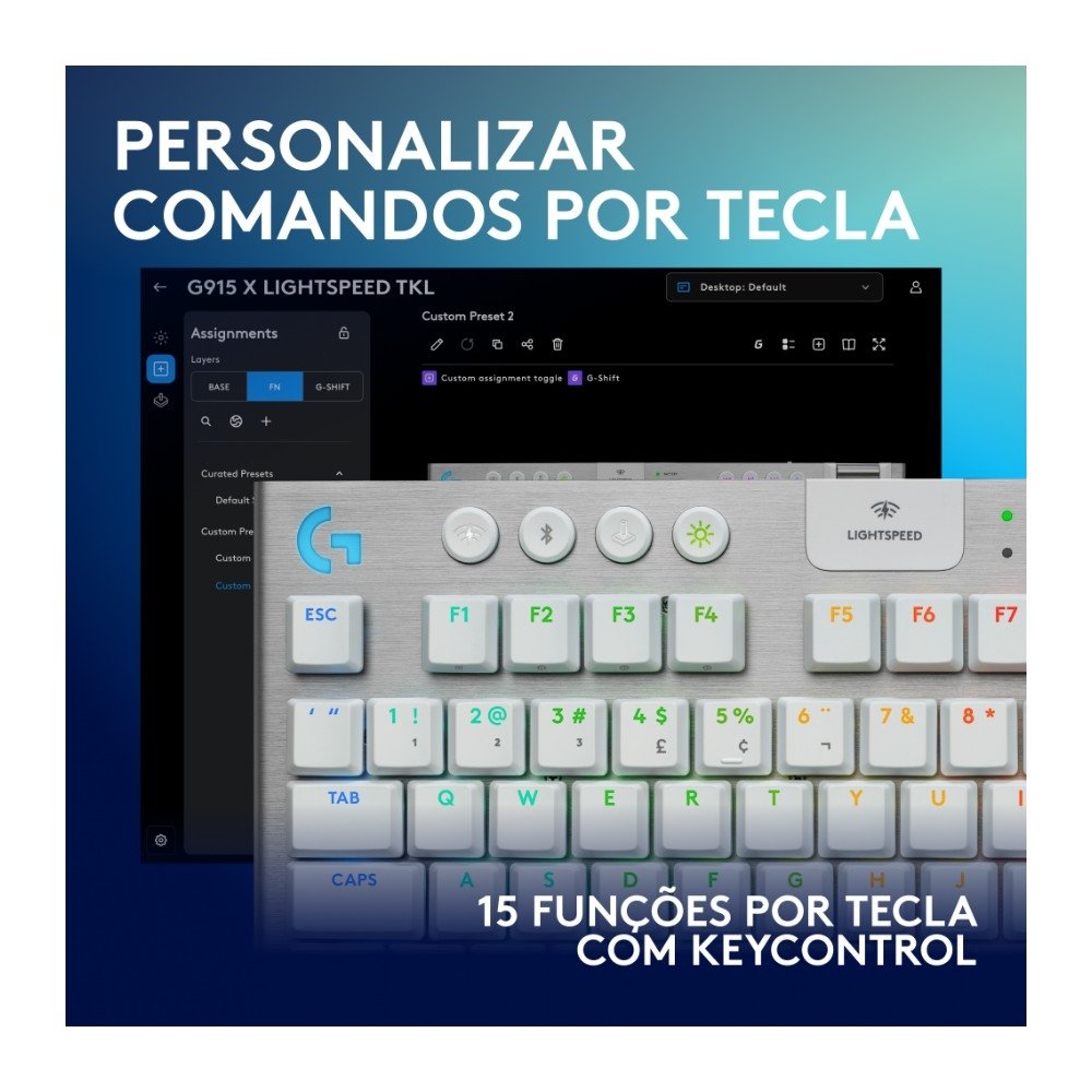 Teclado Mecânico Gamer Sem Fio ( Balão.info) G915 X ( Balão.info), Design TKL RGB Lightsync, USB ou Bluetooth e Switch GL Tactile, Branco - 920-( Balão.info - foto 4