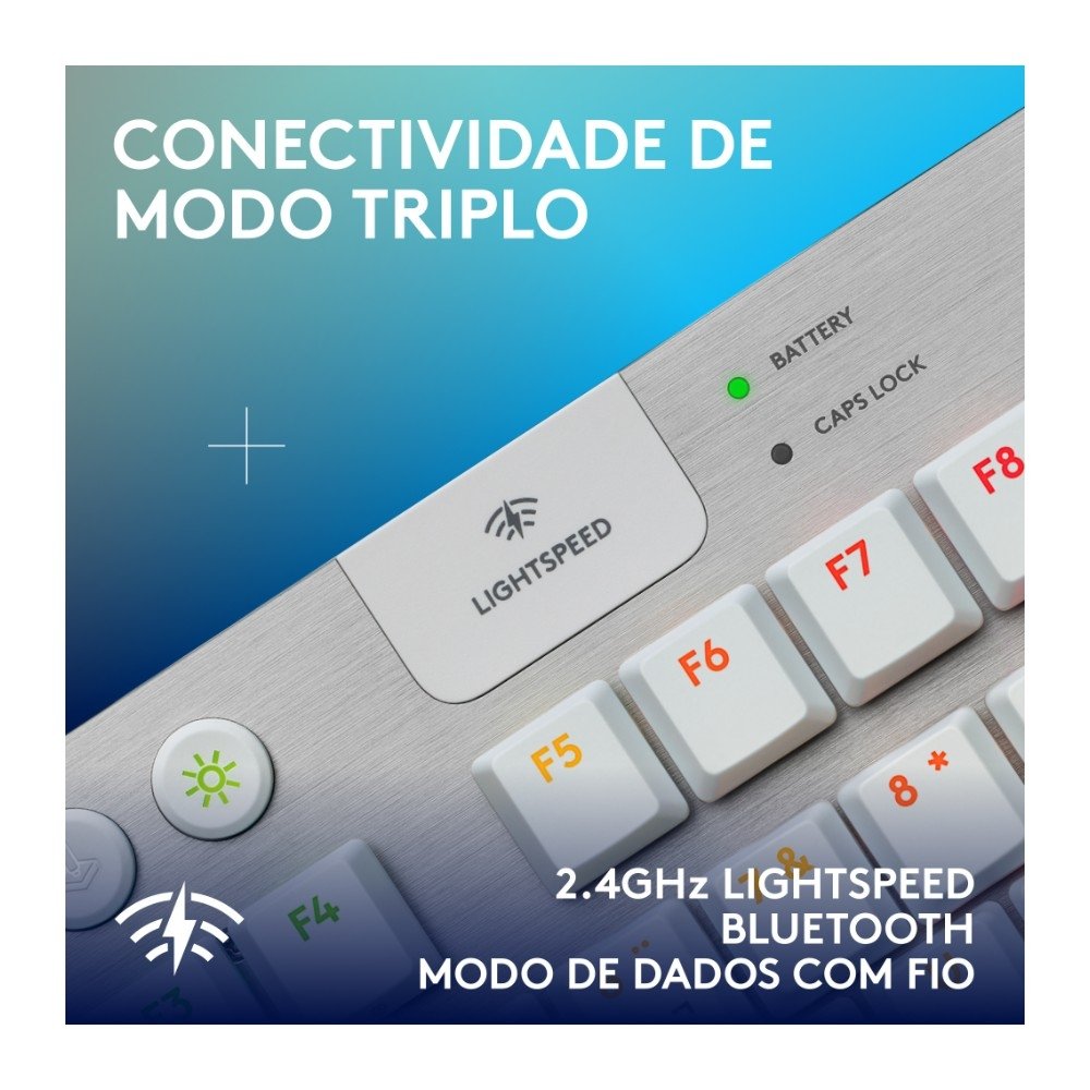 Teclado Mecânico Gamer Sem Fio ( Balão.info) G915 X ( Balão.info), Design TKL RGB Lightsync, USB ou Bluetooth e Switch GL Tactile, Branco - 920-( Balão.info - foto 5