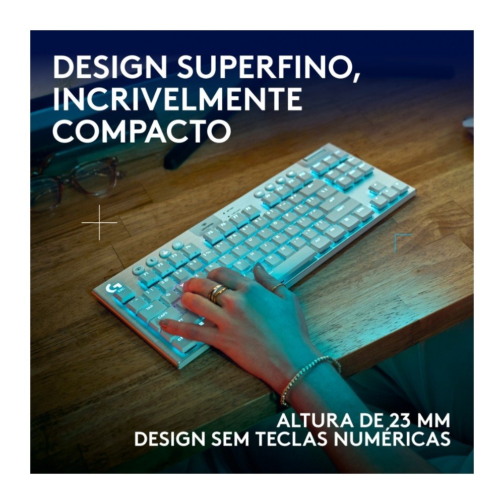 Teclado Mecânico Gamer Sem Fio ( Balão.info) G915 X ( Balão.info), Design TKL RGB Lightsync, USB ou Bluetooth e Switch GL Tactile, Branco - 920-( Balão.info - foto 8