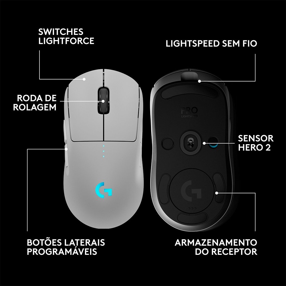 Mouse Gamer Sem Fio ( Balão.info) PRO 2 com ( Balão.info), RGB Lightsync, Ambidestro, 4 Botões Programáveis, DPI de 32K, Branco - 910-( Balão.info - foto 6