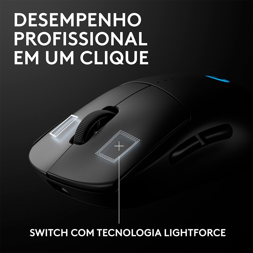 Mouse Gamer Sem Fio Logitech G PRO 2 com Lightspeed, RGB Lightsync, Ambidestro, 4 Botões Programáveis, DPI de 32K, Preto - 910-007294