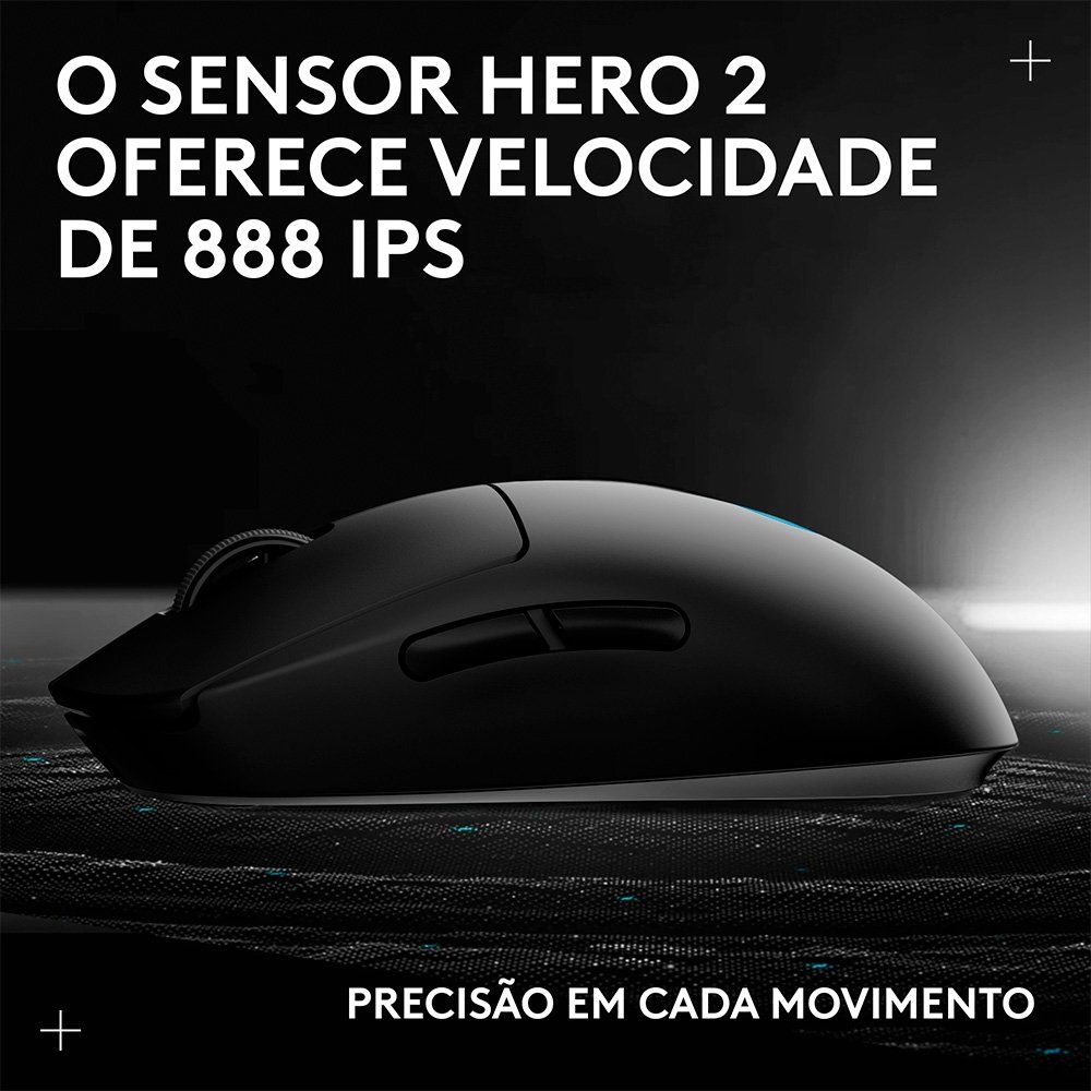 Imagem 10 de 11 do produto Mouse Gamer Sem Fio Logitech G PRO 2 com Lightspeed, RGB Lightsync, Ambidestro, 4 Botões Programáveis, DPI de 32K, Preto - 910-007294