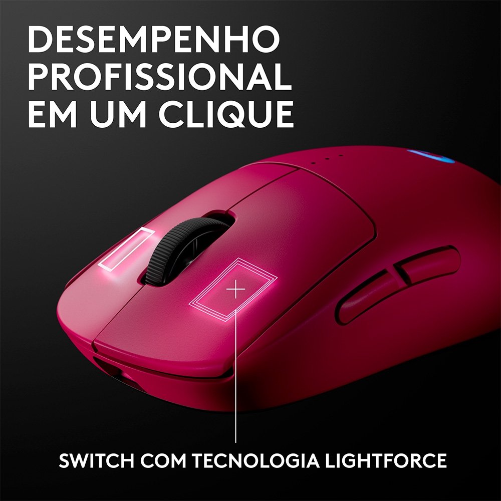Mouse Gamer Sem Fio Logitech G PRO 2 com Lightspeed, RGB Lightsync, Ambidestro, 4 Botões Programáveis, DPI de 32K, Rosa Magenta - 910-007308 - view 7