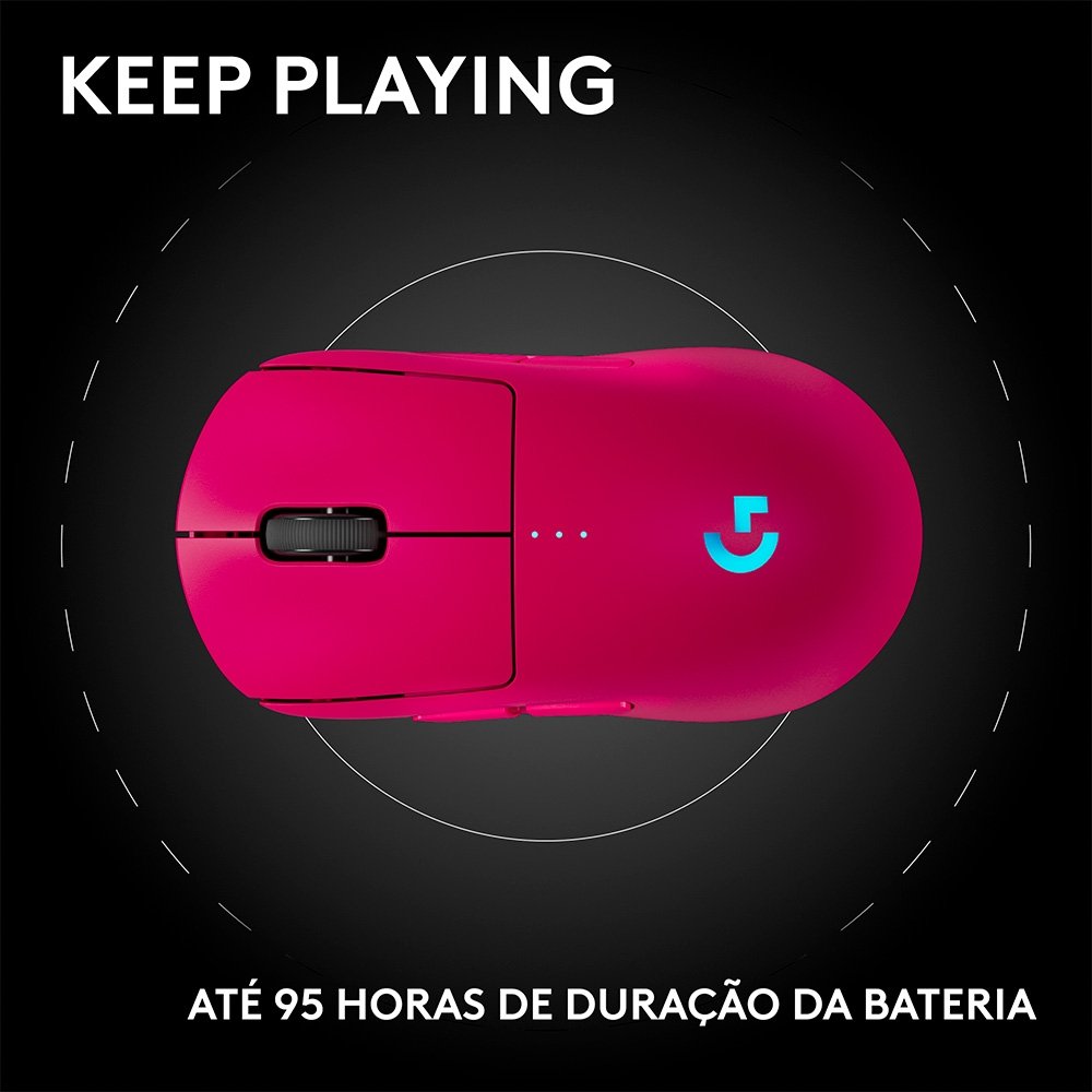 Mouse Gamer Sem Fio Logitech G PRO 2 com Lightspeed, RGB Lightsync, Ambidestro, 4 Botões Programáveis, DPI de 32K, Rosa Magenta - 910-007308 - view 11