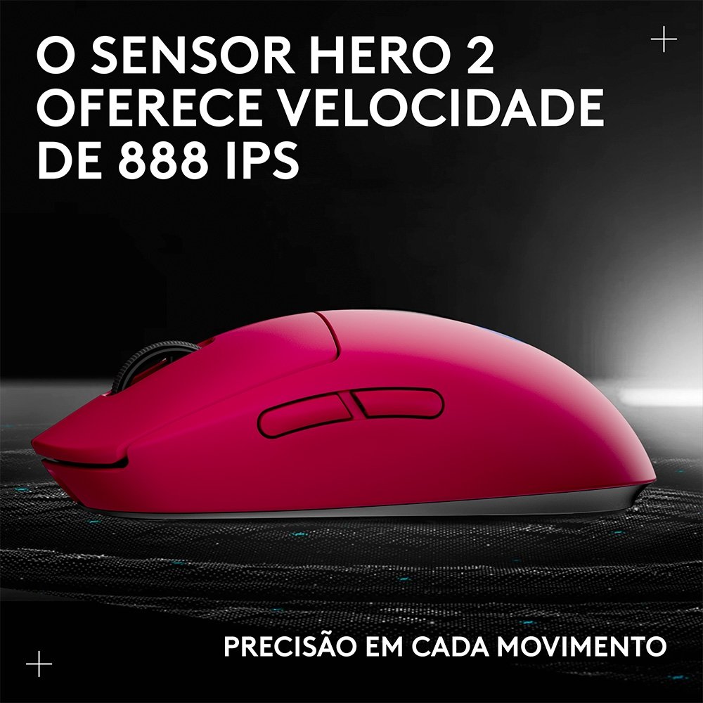 Mouse Gamer Sem Fio Logitech G PRO 2 com Lightspeed, RGB Lightsync, Ambidestro, 4 Botões Programáveis, DPI de 32K, Rosa Magenta - 910-007308 - view 10