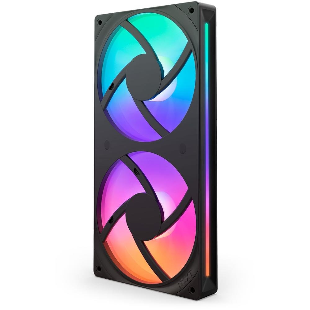Imagem 2 de 6 do produto Ventoinha NZXT Single-frame F Series, LED RGB Core, 240mm, 2x 120mm, Preto - RF-U24HF-B1