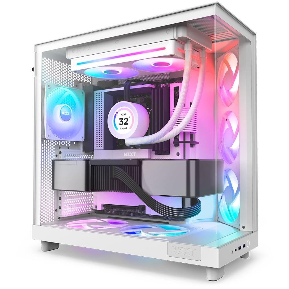 Imagem 4 de 6 do produto Ventoinha NZXT Single-frame F Series, LED RGB Core, 240mm, 2x 120mm, Branco - RF-U24HF-W1