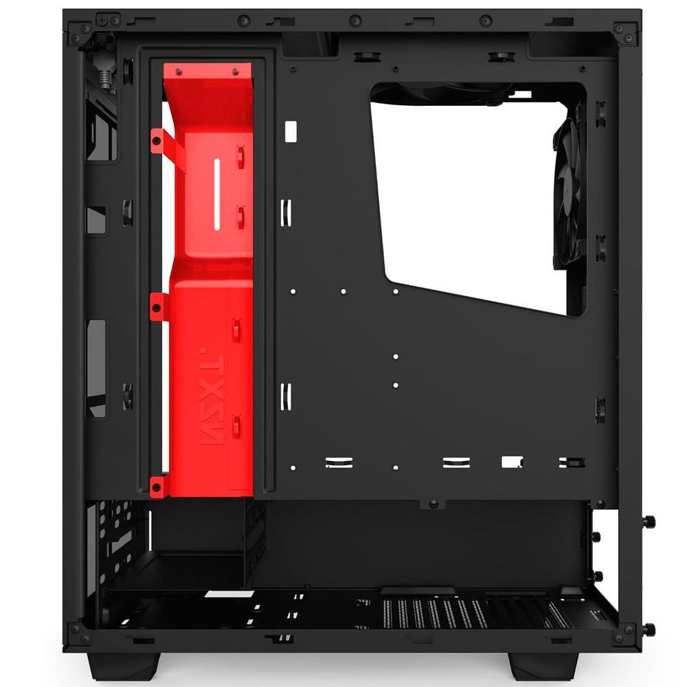 Gabinete NZXT Mid-Tower S340 Preto/Vermelho Lateral em Acrílico CA-S340MB-GR