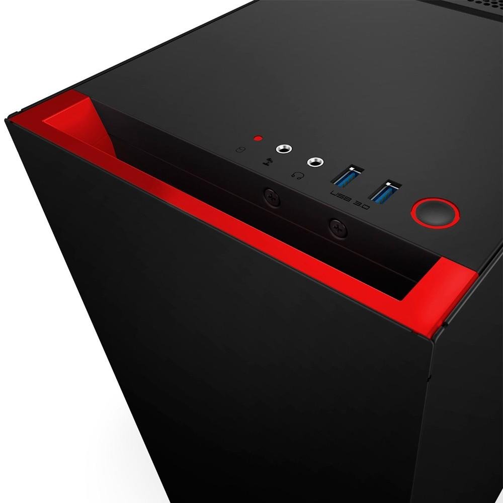 Gabinete NZXT Mid-Tower S340 Preto/Vermelho Lateral em Acrílico CA-S340MB-GR