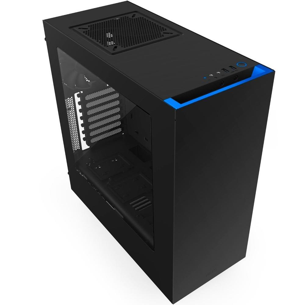 Gabinete NZXT Mid-Tower S340 Preto/Azul Lateral em Acrílico CA-S340MB-GB