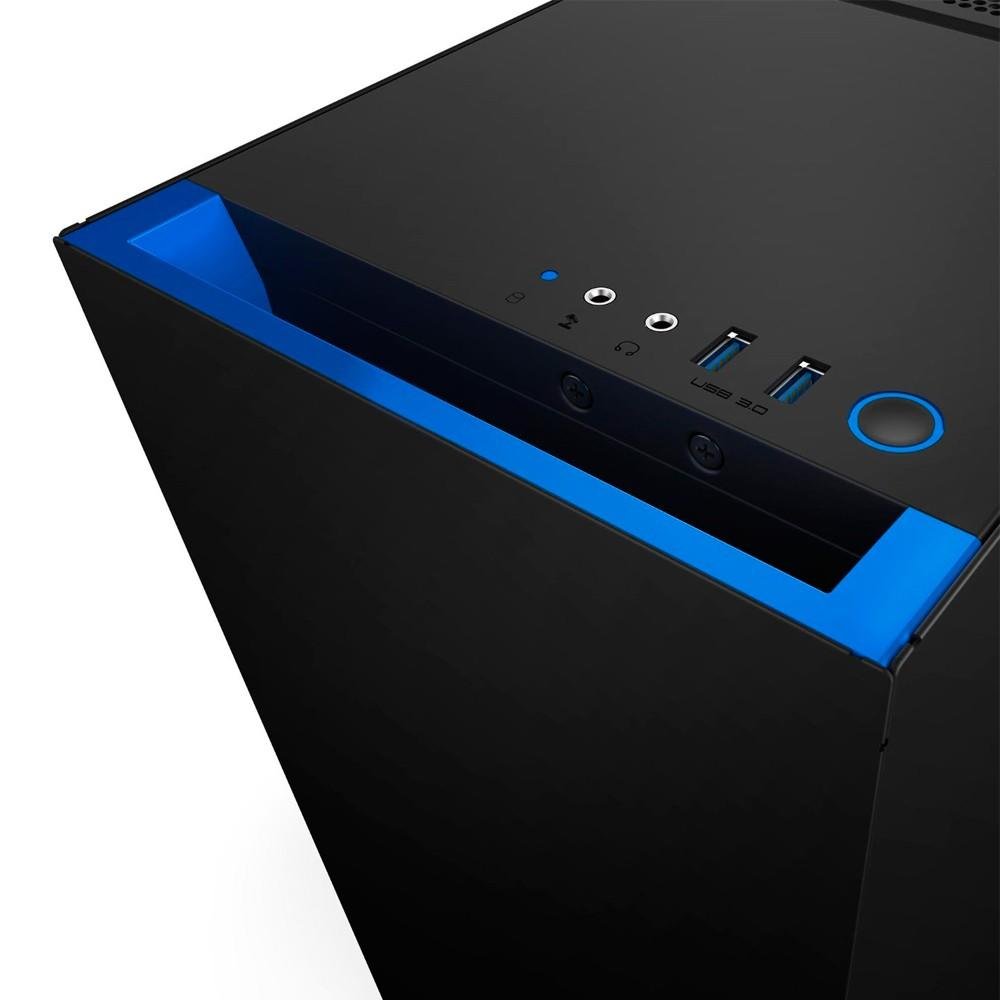 Gabinete NZXT Mid-Tower S340 Preto/Azul Lateral em Acrílico CA-S340MB-GB