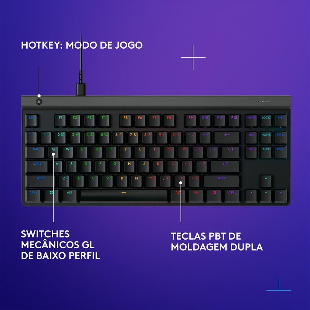 Teclado Mecânico Gamer Logitech G515 TKL,  RGB Ligthsync, USB 2.0, ANSI, Preto - 920-012868