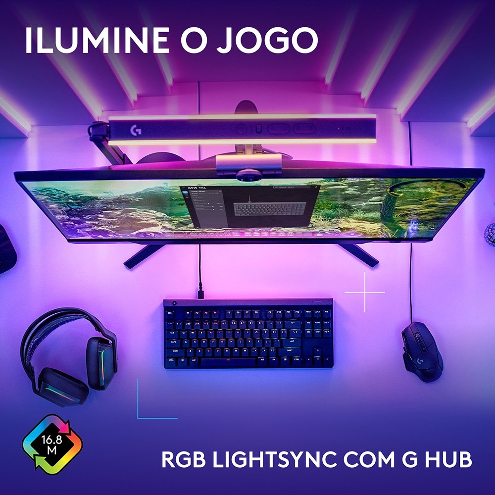 Teclado Mecânico Gamer Logitech G515 TKL,  RGB Ligthsync, USB 2.0, ANSI, Preto - 920-012868