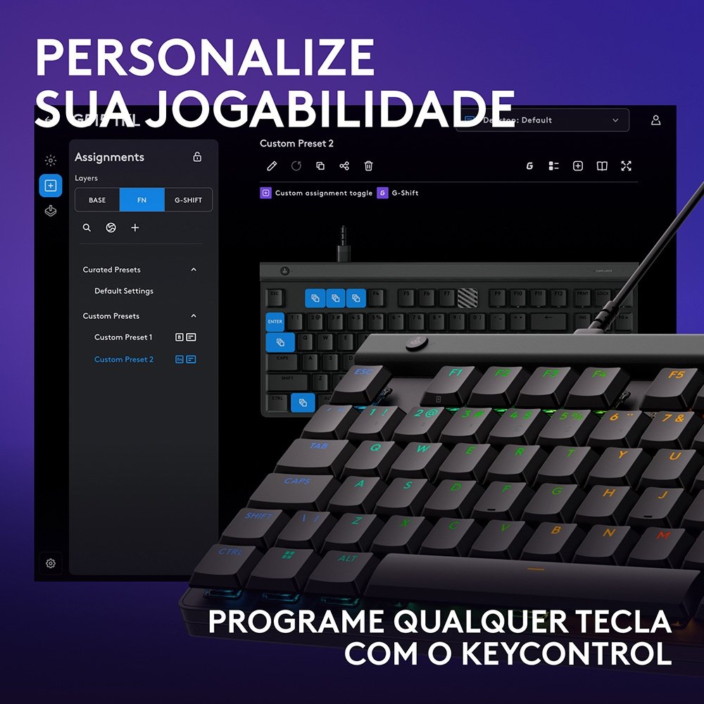 Imagem 8 de 8 do produto Teclado Mecânico Gamer Logitech G515 TKL,  RGB Ligthsync, USB 2.0, ANSI, Preto - 920-012868