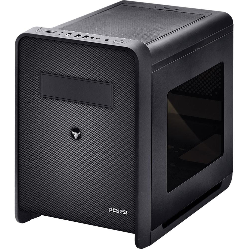 Gabinete Gamer PCYES cubo Taurus com 2 fans sem LED Lateral em acrílico – TAURUSPTOSL2FCA