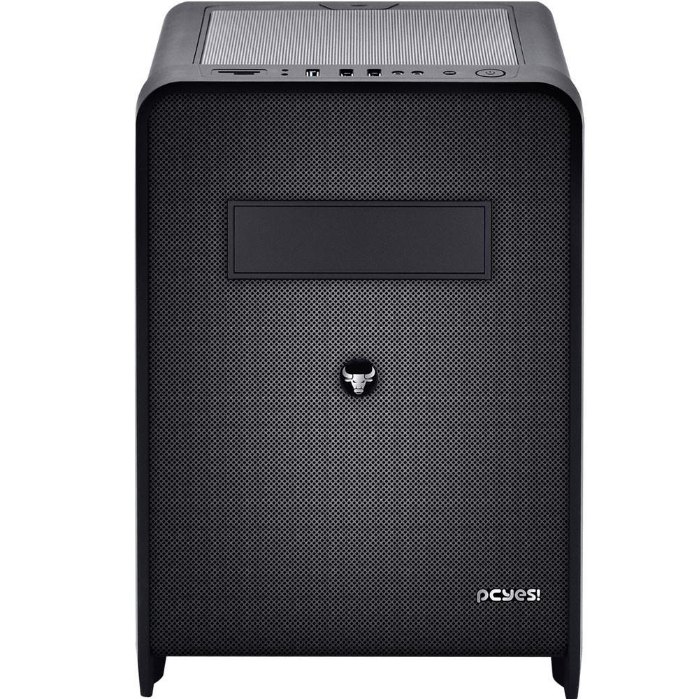 Gabinete Gamer PCYES cubo Taurus com 2 fans sem LED Lateral em acrílico – TAURUSPTOSL2FCA