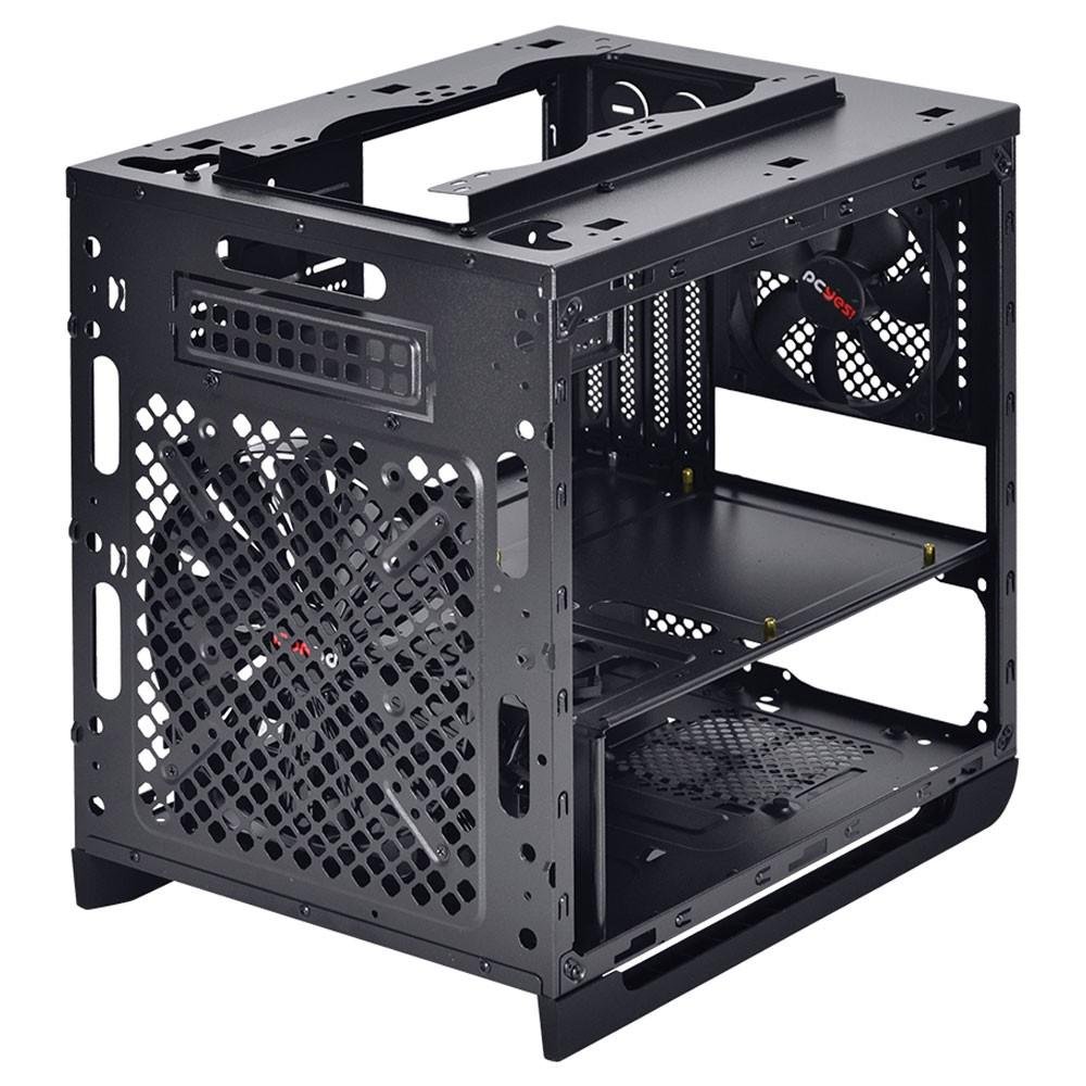 Gabinete Gamer PCYES cubo Taurus com 2 fans sem LED Lateral em acrílico – TAURUSPTOSL2FCA