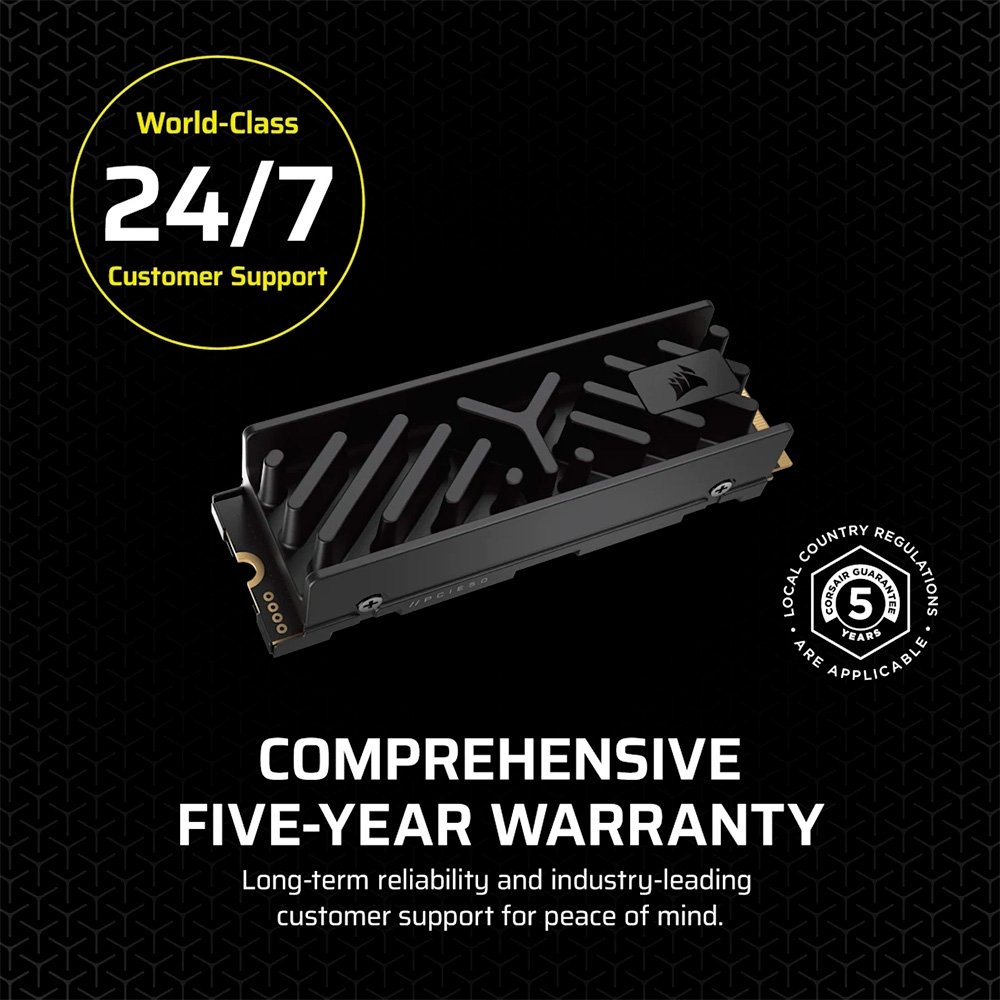 SSD Corsair MP700 ELITE 1TB, with heatsink NVMe PCIe M.2, Leitura até 10.000MB/s, Preto - CSSD-F1000GBMP700EHS - view 10