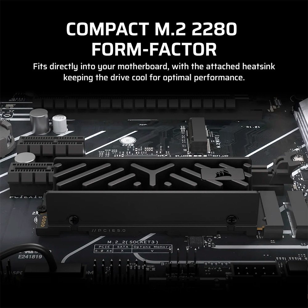 SSD Corsair MP700 ELITE 1TB, with heatsink NVMe PCIe M.2, Leitura até 10.000MB/s, Preto - CSSD-F1000GBMP700EHS - view 9